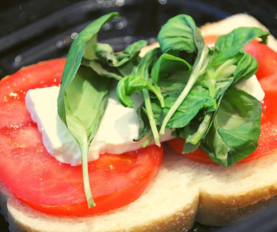 Air Fryer Feta, Tomato, and Basil Grilled Cheese