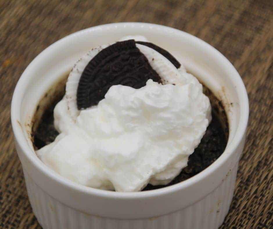 Air Fryer 2 Ingredient Oreo Mug Cake