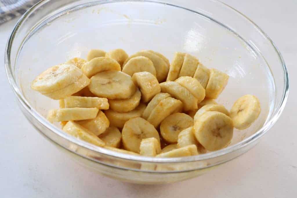bowl with sliced bananas