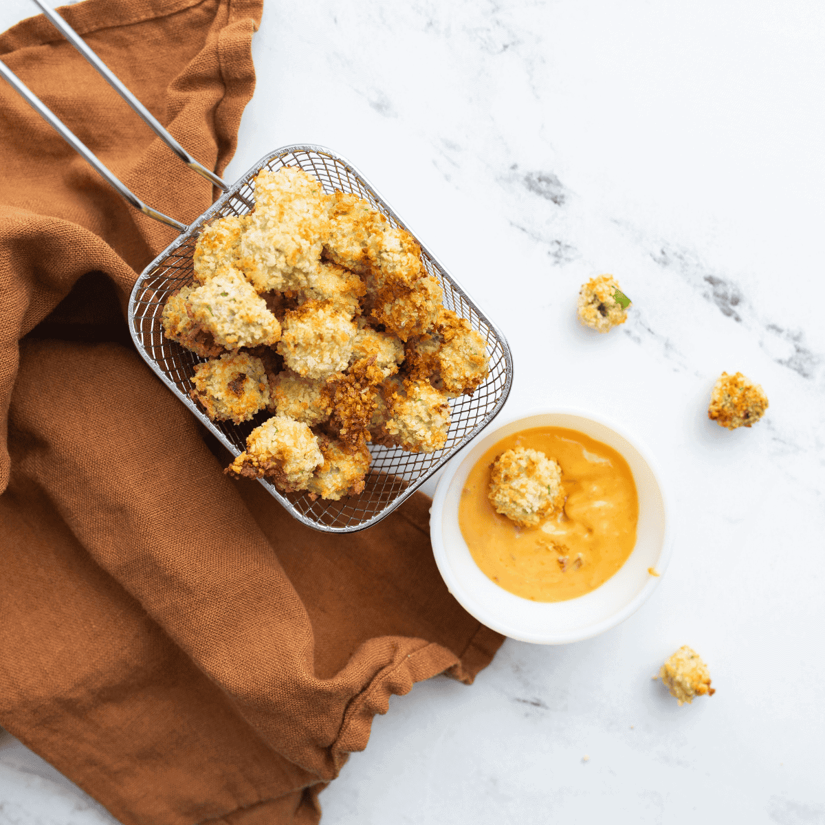 Plate of Cracker Barrel Fried Okra Recipe with dipping sauce.