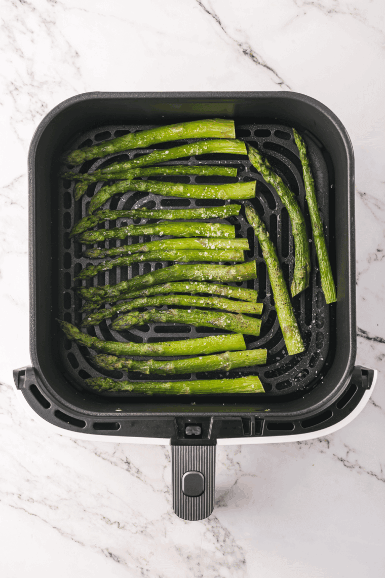 Preheating air fryer to 400F for frozen asparagus.