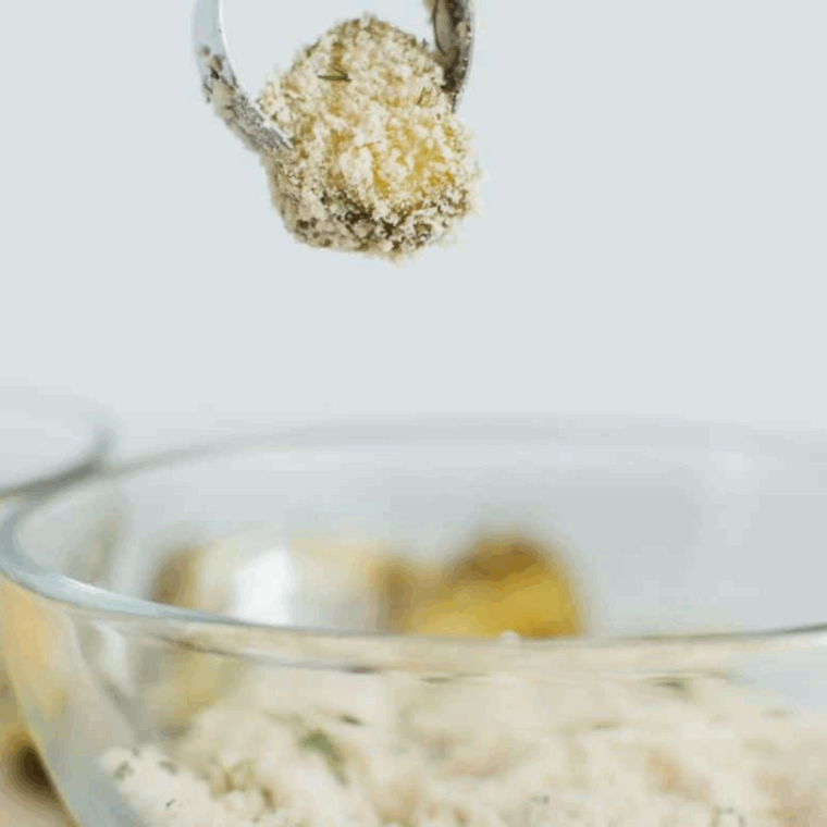Then dip the pickle into the egg mixture (Shake it after you dip it so you don’t end up with extra egg) and then into the breadcrumb mixture.