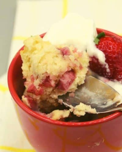 Air Fryer Strawberry & Cream Mug Cake