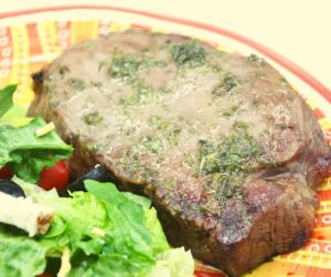Air Fryer Steak with Garlic-Parsley Sauce