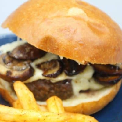 Air Fryer Mushroom & Swiss Burgers