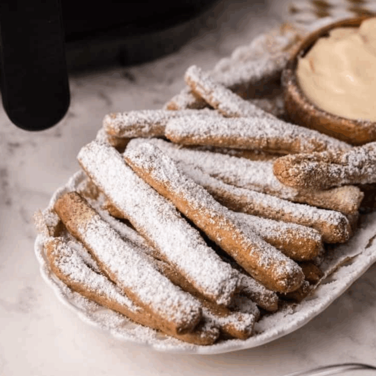 Modern air fryer appliance with crispy golden food cooking quickly and healthily.