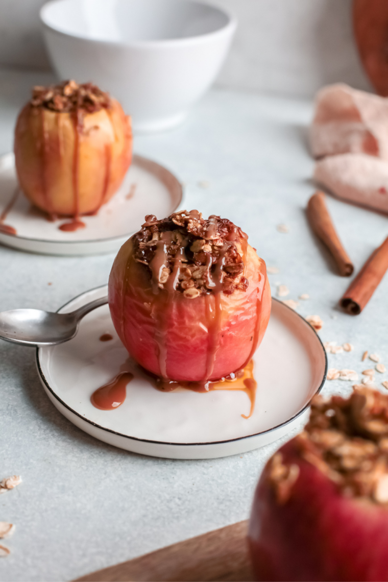 Air fryer baked apples stuffed with cinnamon sugar filling, soft and caramelized, served warm as an easy 20-minute dessert.
