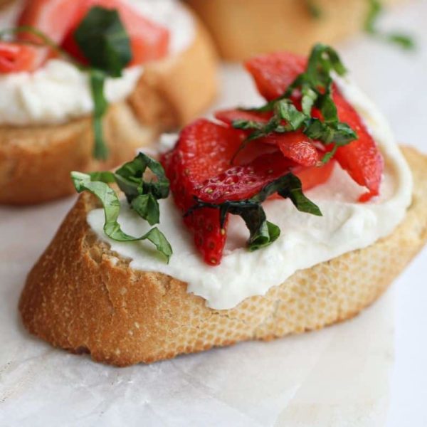 Air Fryer Strawberry Mascarpone Bruschetta - Fork To Spoon