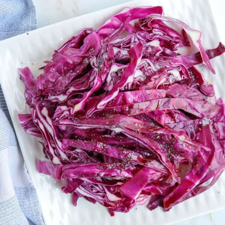 Ingredients for Air Fryer Red Cabbage including red cabbage, spices, and oil