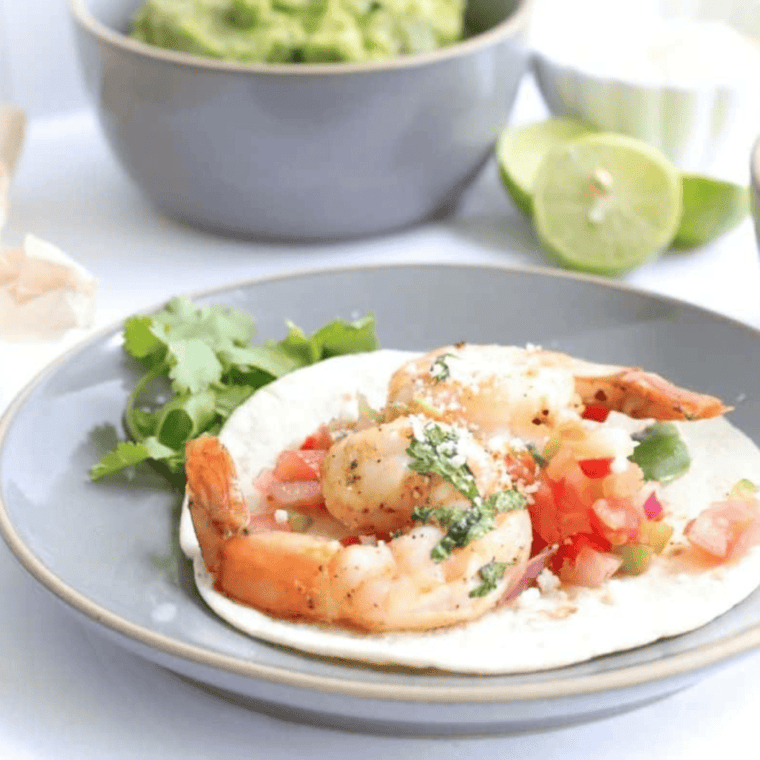 shrimp fajita served on a plate