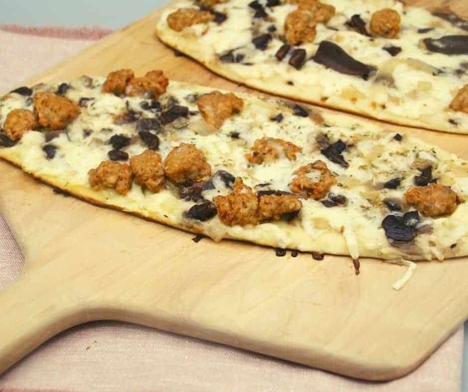 Blackstone Griddle Sausage & Mushroom Flatbread Pizza