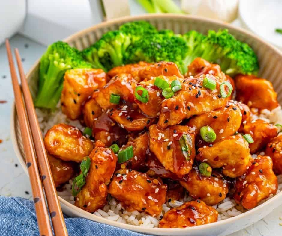 general tso's chicken in a bowl