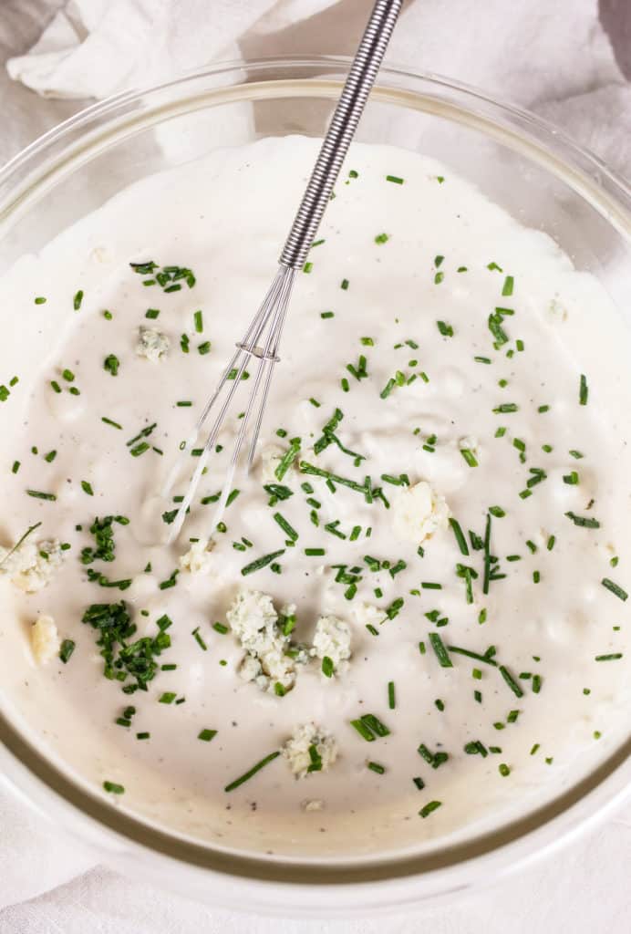 Mix Blue Cheese Dressing in Bowl