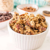 Air Fryer Chocolate Chip Granola in a ramekin on a table