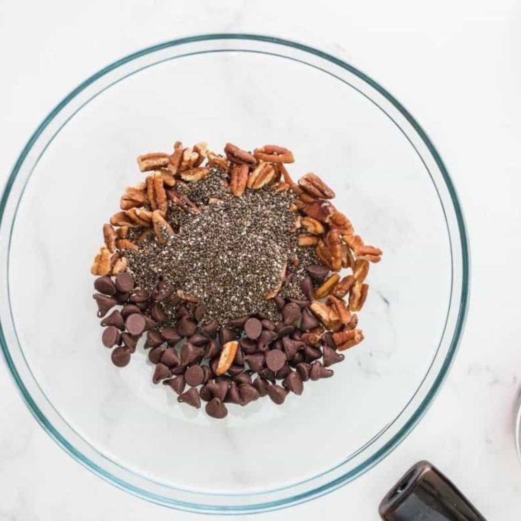 Ingredients for Chocolate Chip granola in bowl