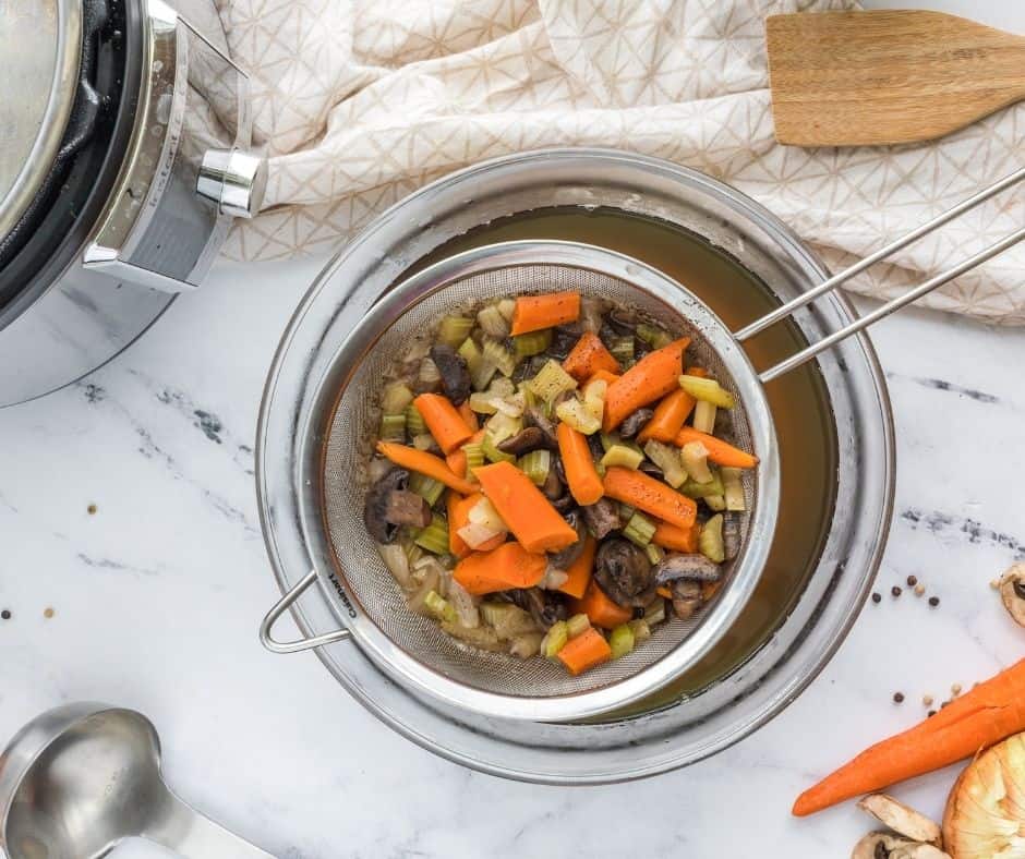 Strain the Vegetables From Instant Pot Vegetable Broth