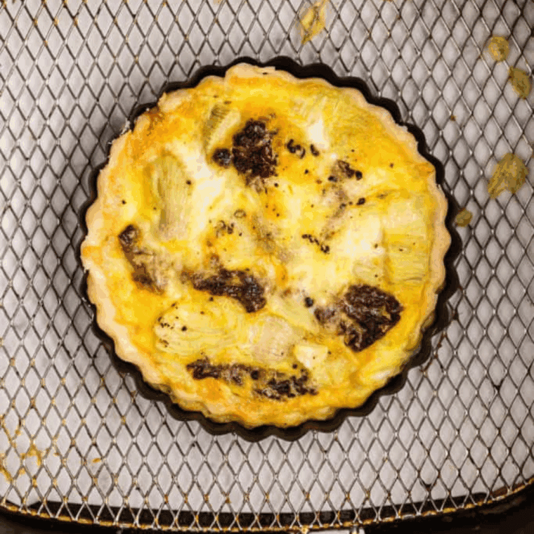 Ingredients needed for Air Fryer Frozen Quiche on kitchen table.