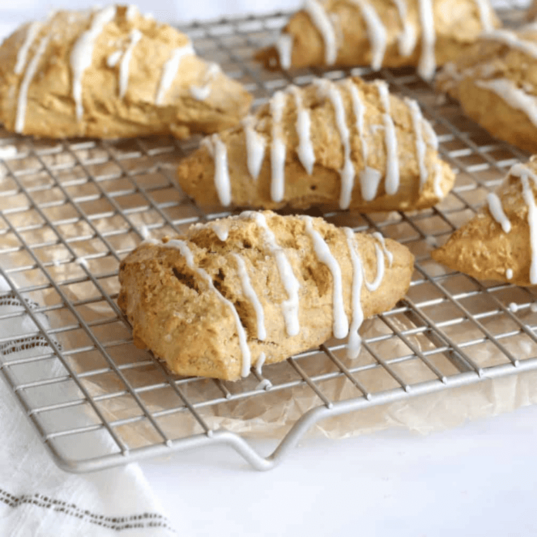 Air Fryer Glazed Pumpkin Scones