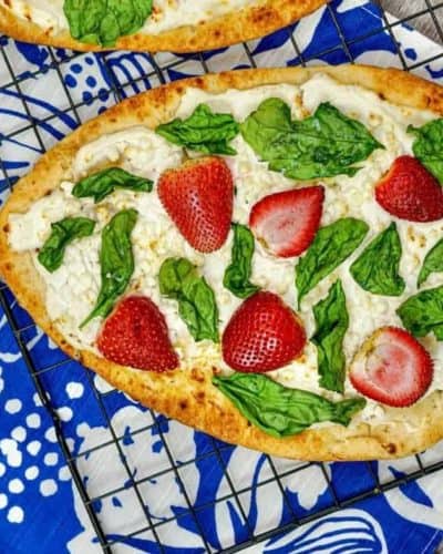 Air Fryer Strawberry, Spinach, Ricotta & Goat Cheese Flat Bread