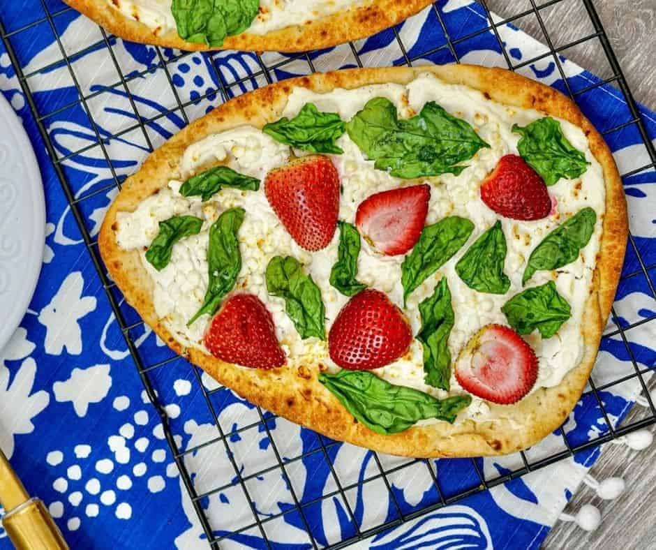 Air Fryer Strawberry, Spinach, Ricotta & Goat Cheese Flat Bread