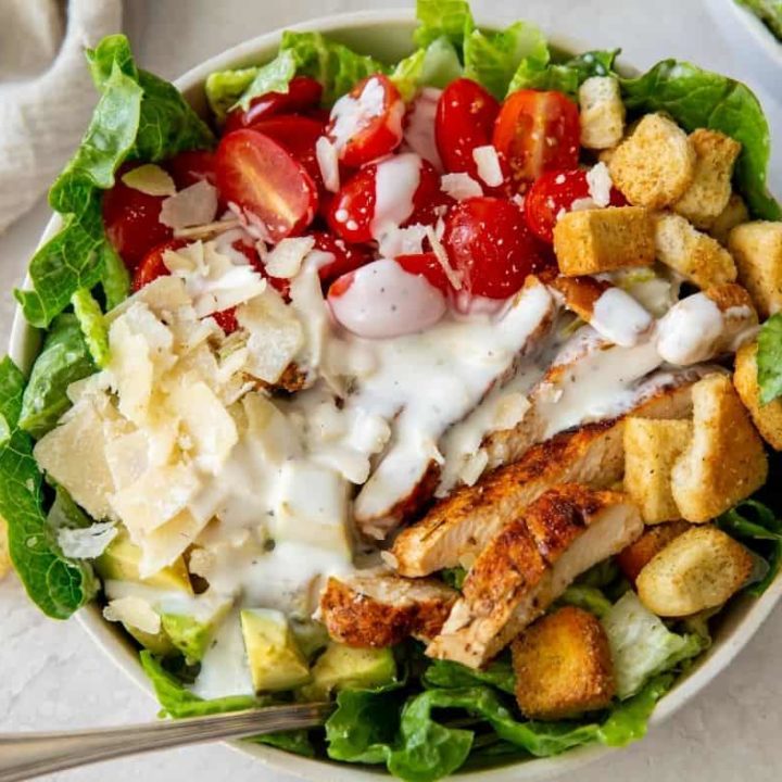 Air Fryer Grilled Chicken Caesar Salad Fork To Spoon