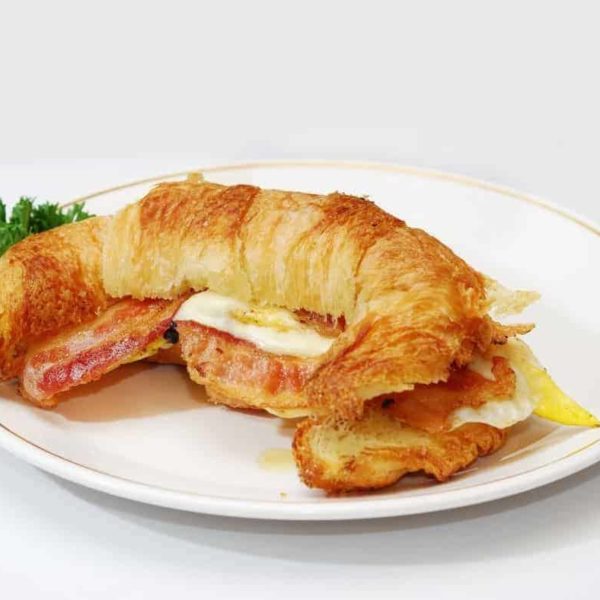 Air Fryer Bacon Egg and Cheese Croissant Sandwiches - Fork To Spoon