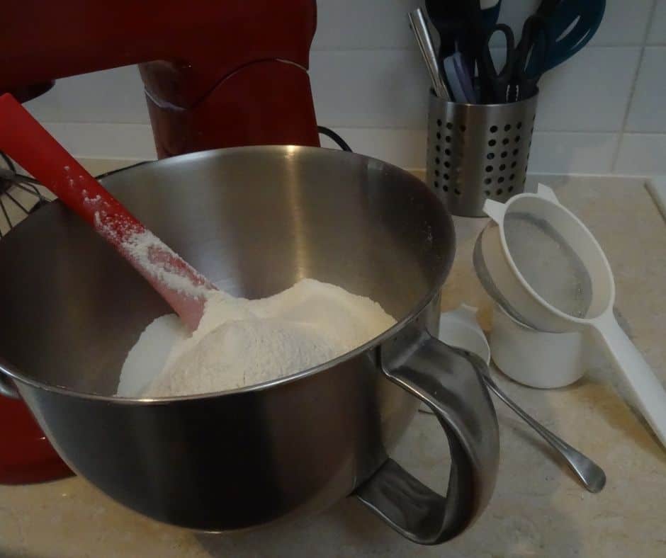 Mix in Flour-Air Fryer Raspberry Quick Bread