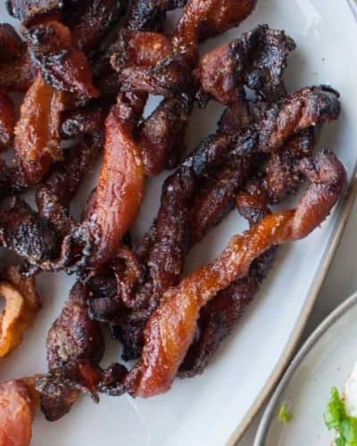 Air Fryer Twisted Candy Bacon Closeup