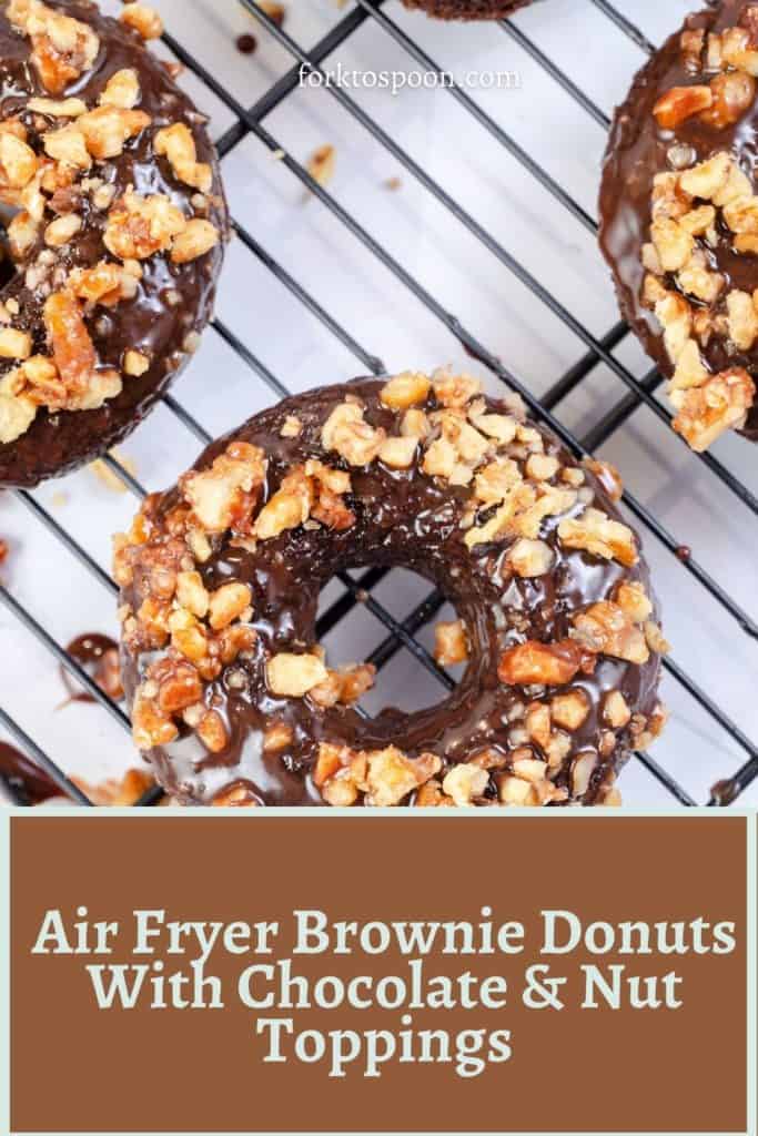 Air Fryer Brownie Donuts With Chocolate & Nut Toppings