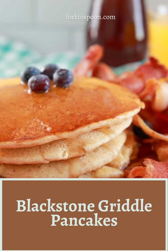 Blackstone Griddle Pancakes with recipe title in text overlay