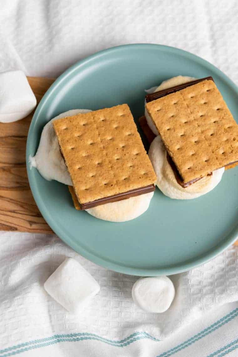 cooked air fryer s'mores on a plate