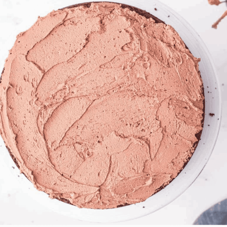 Slice of homemade Cheesecake Factory Linda’s Fudge Cake with rich chocolate layers and thick fudge frosting.