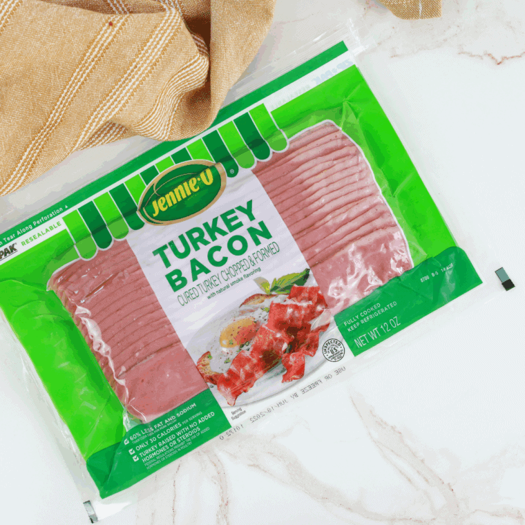 Ingredients needed for Easy Candied Turkey Bacon. 
