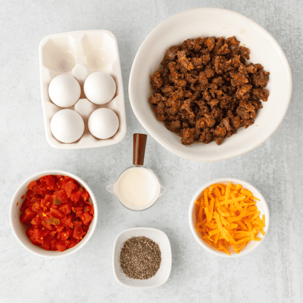 Ingredients for air fryer breakfast casserole recipe