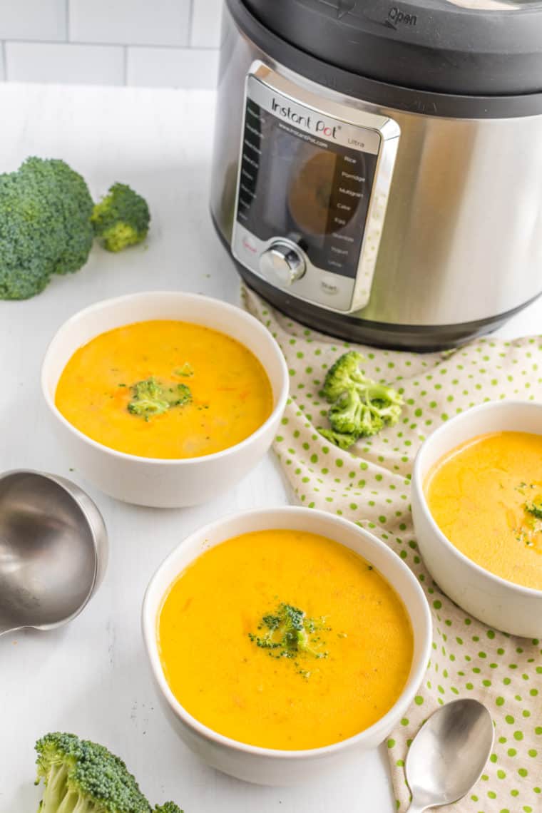 Why You'll Love This Recipe!
Effortless Cooking: The Instant Pot simplifies the cooking process, turning a traditionally time-consuming recipe into a quick and easy affair, perfect for busy days.

Rich, Full Flavor: The pressure cooking method intensifies the flavors of broccoli and cheddar, resulting in a deeply satisfying and rich soup.

Creamy Consistency: This recipe delivers a luxuriously smooth and creamy texture, making each spoonful a delightful experience.

Nutritionally Balanced: Packed with the health benefits of broccoli, this soup is a delicious way to enjoy a nutrient-rich meal.

Customizable: Easily adaptable, you can tweak the recipe, adding ingredients like extra vegetables or protein.

Kid-Friendly: Its familiar and comforting taste is a hit with children, making it a fantastic option for family meals.

Versatile for Any Occasion: Ideal for a cozy night in or as a show-stopping course for guests, this soup fits a variety of dining situations.

Leftover Friendly: The soup reheats well, ensuring that leftovers will be as tasty the next day, making meal planning easier.