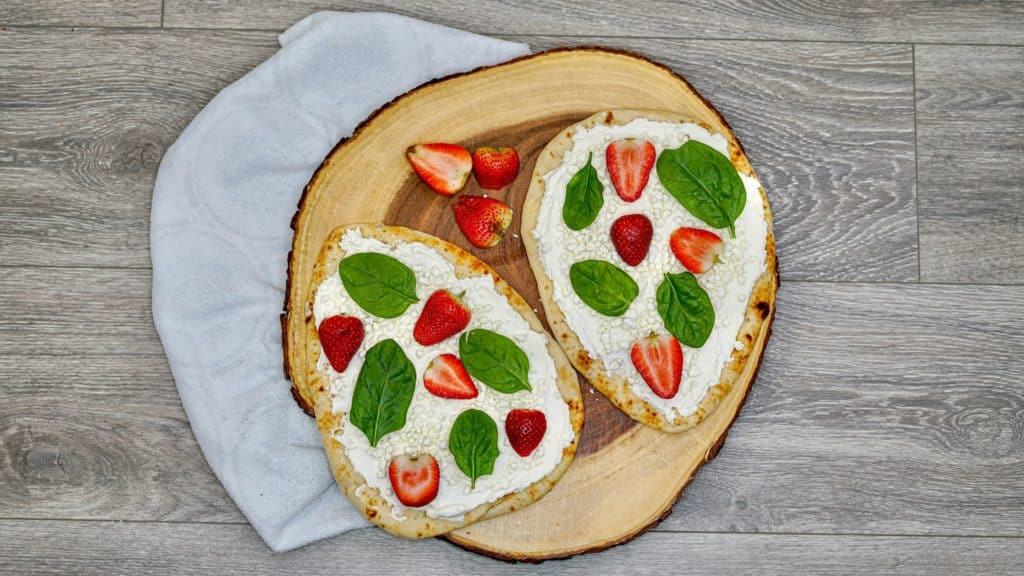 Top Air Fryer Naan Pizza With Spinach and Strawberries