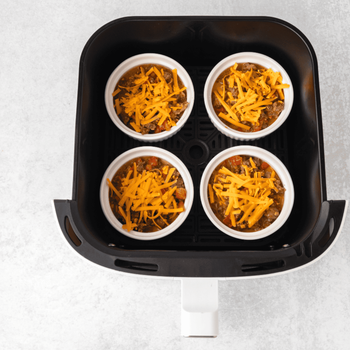 Four mini breakfast casseroles in the air fryer