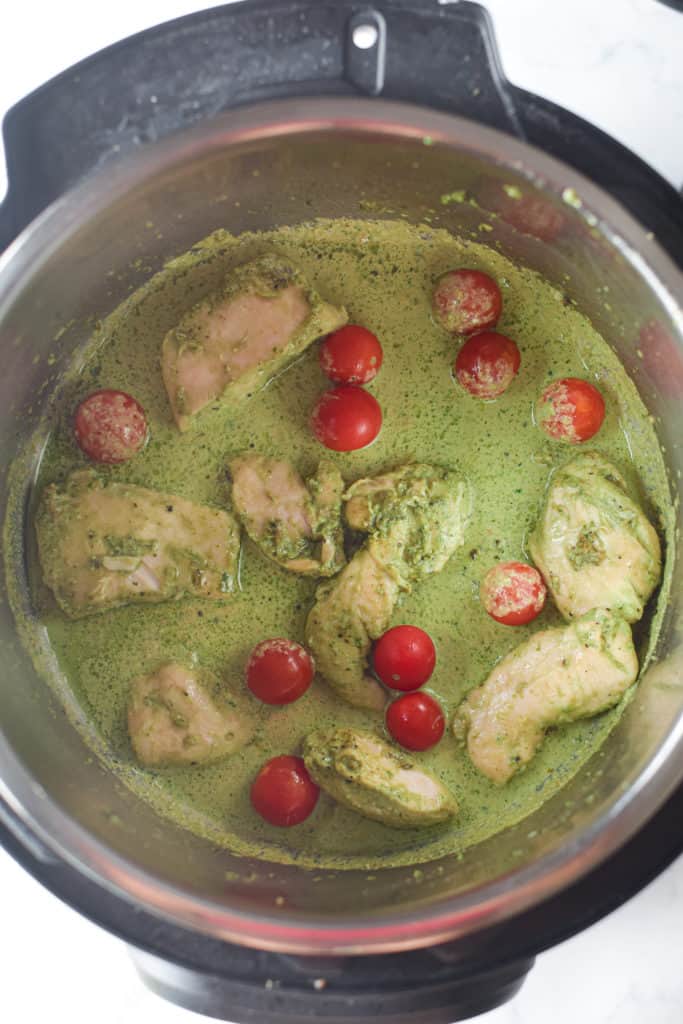 Pesto Chicken With Cherry Tomatoes In Instant Pot