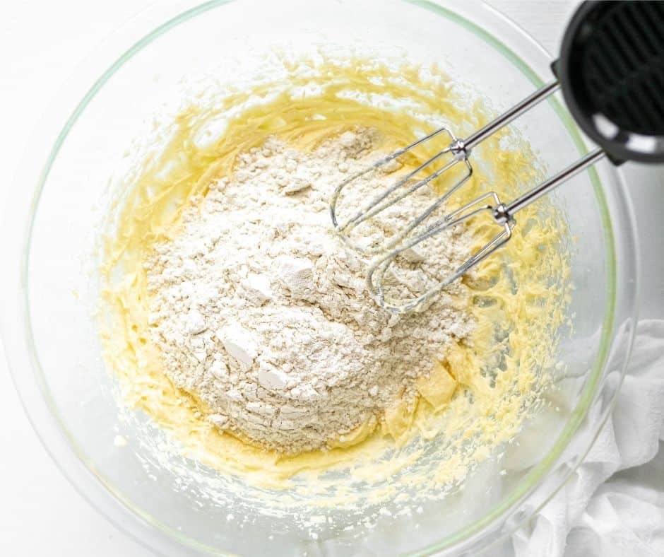 Pound Cake Ingredients in Bowl With Mixer