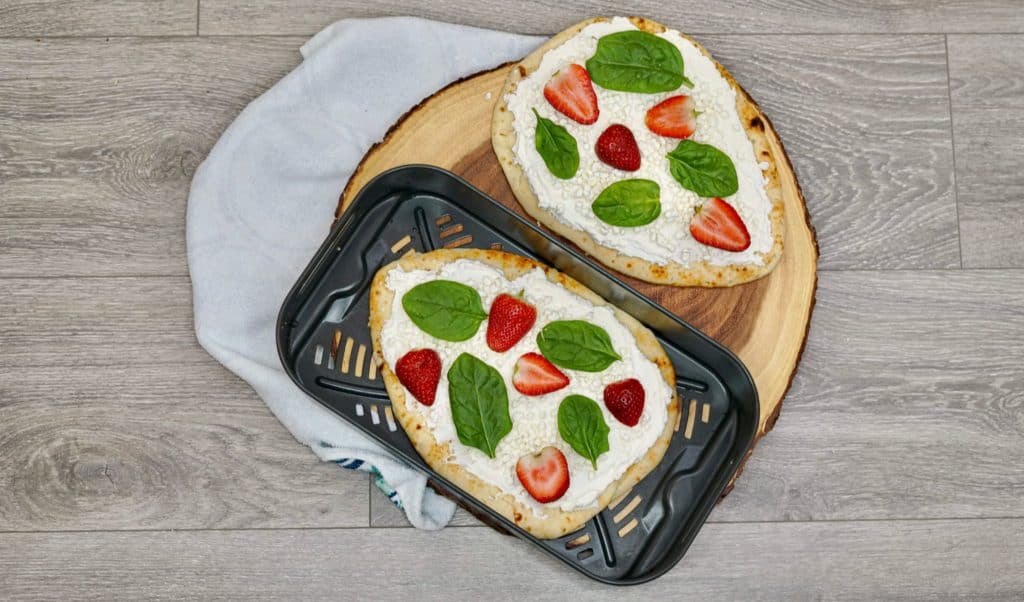 Spinach Strawberry Goat Cheese Pizza on Naan Bread