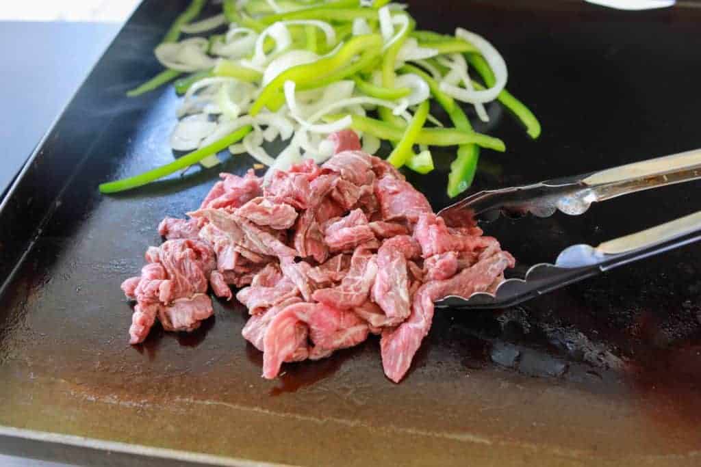 cooking beef on griddle