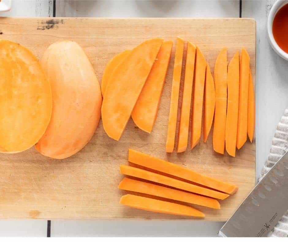 how to cut sweet potatoes for air fryer sweet potato fries