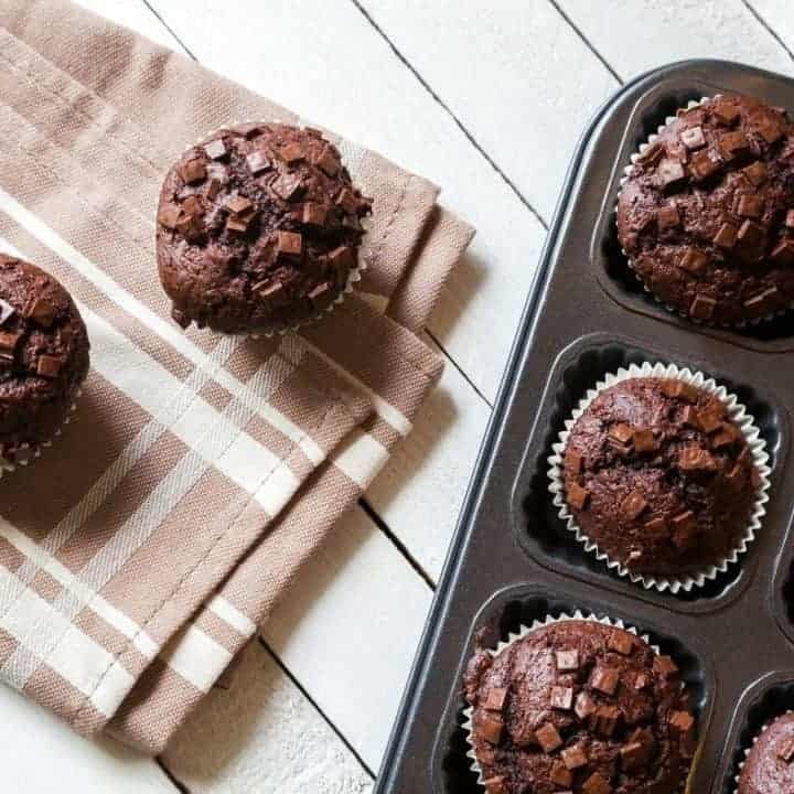 Air Fryer Double Chocolate Chip Muffins Fork To Spoon