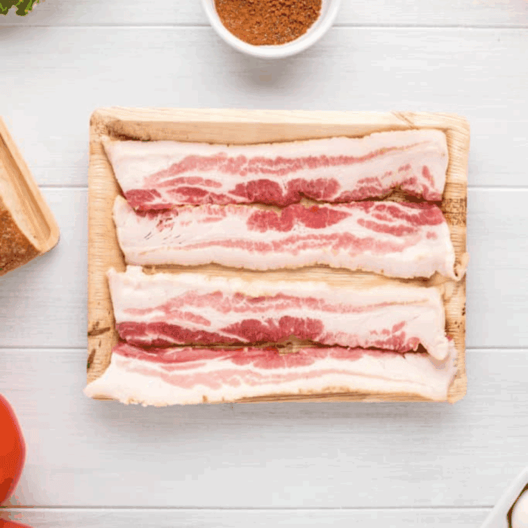 Ingredients needed for Air Fryer Bacon Jerky on kitchen table.