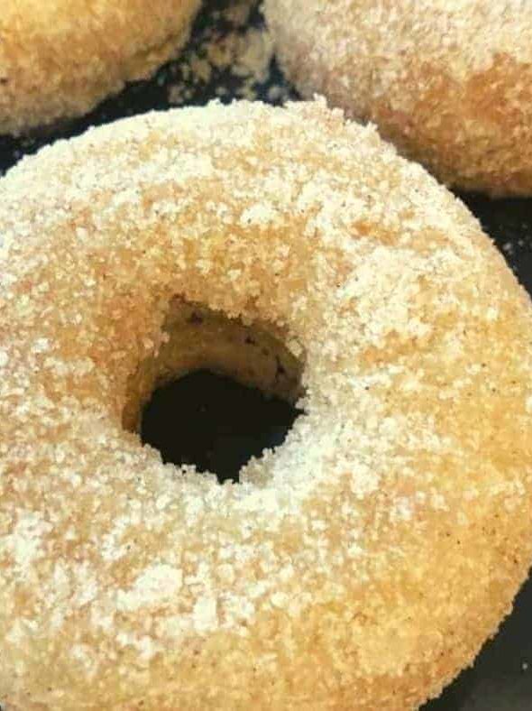 Air Fryer Cinnamon Sugar Banana Donuts Fork To Spoon