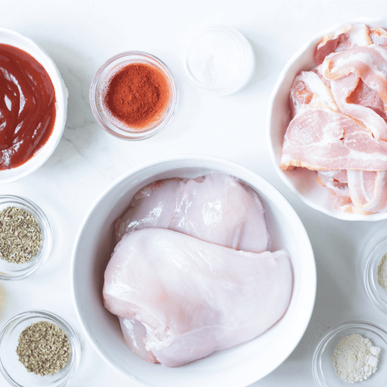 For Air Fryer Barbecue Bacon Wrapped Chicken Bites, you'll need a combination of ingredients that bring together the savory taste of bacon, the tenderness of chicken, and the sweet and tangy flavor of barbecue sauce. Here's a list of the ingredients you'll need: