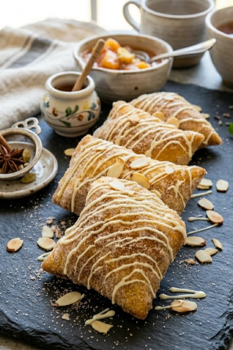 Puff pastry churro bites cooked in air fryer until flaky and golden then tossed in cinnamon sugar for fast sweet snack