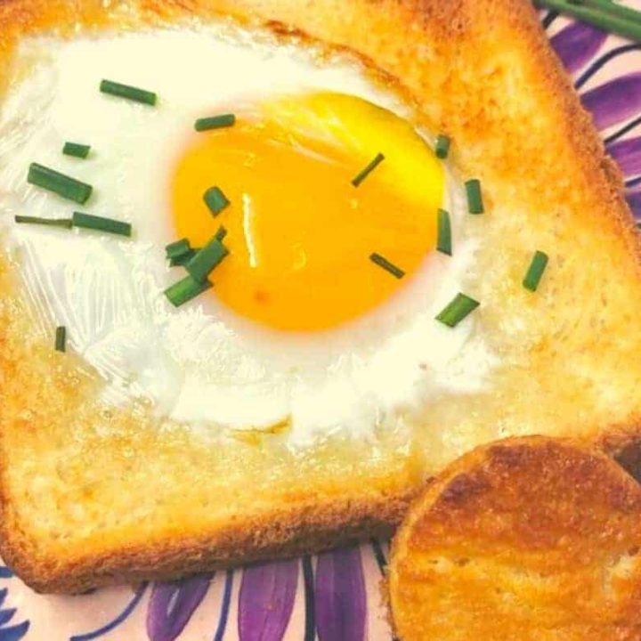 Air Fryer Eggs in A Basket Fork To Spoon