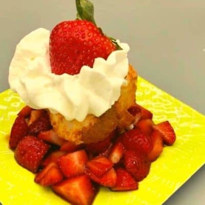 Air Fryer Grilled Strawberry Angel Food Cake