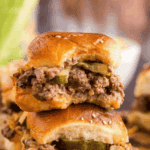 Air fryer loose meat sandwiches with seasoned ground beef piled high on soft buns, ready to serve.